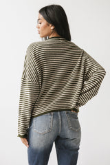 Lola Striped Sweater In Olive
