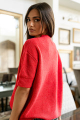 Leah Knit Cardigan In Red - Final Sale