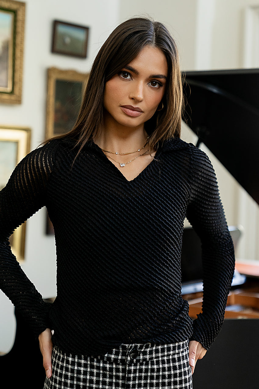 Mollie Sheer Ruffle Top - FINAL SALE