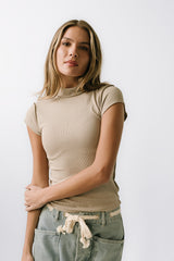 Kimberly Ribbed Top In Oatmeal - Final Sale