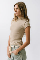 Kimberly Ribbed Top In Oatmeal - Final Sale