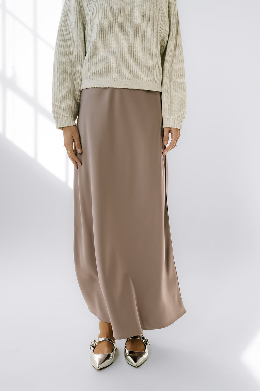 Tory Satin Maxi Skirt in Mauve - FINAL SALE