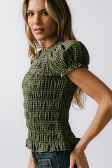 Ruth Smocked Top In Green - Final Sale