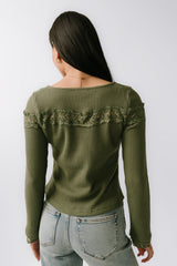 Kandice Waffle Knit Top In Olive - Final Sale