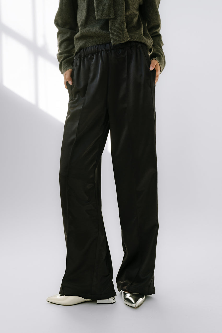 Gemma Satin Wide Leg Pants in Black - FINAL SALE