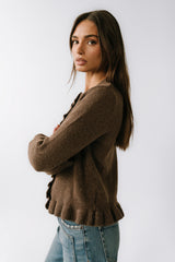 Rosie Ruffle Sweater In Brown - Final Sale