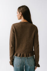 Rosie Ruffle Sweater In Brown - Final Sale