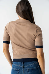 Delilah Contrast Sweater In Taupe - Final Sale