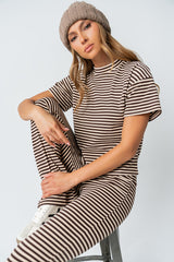 Jannet Striped Top In Brown - Final Sale