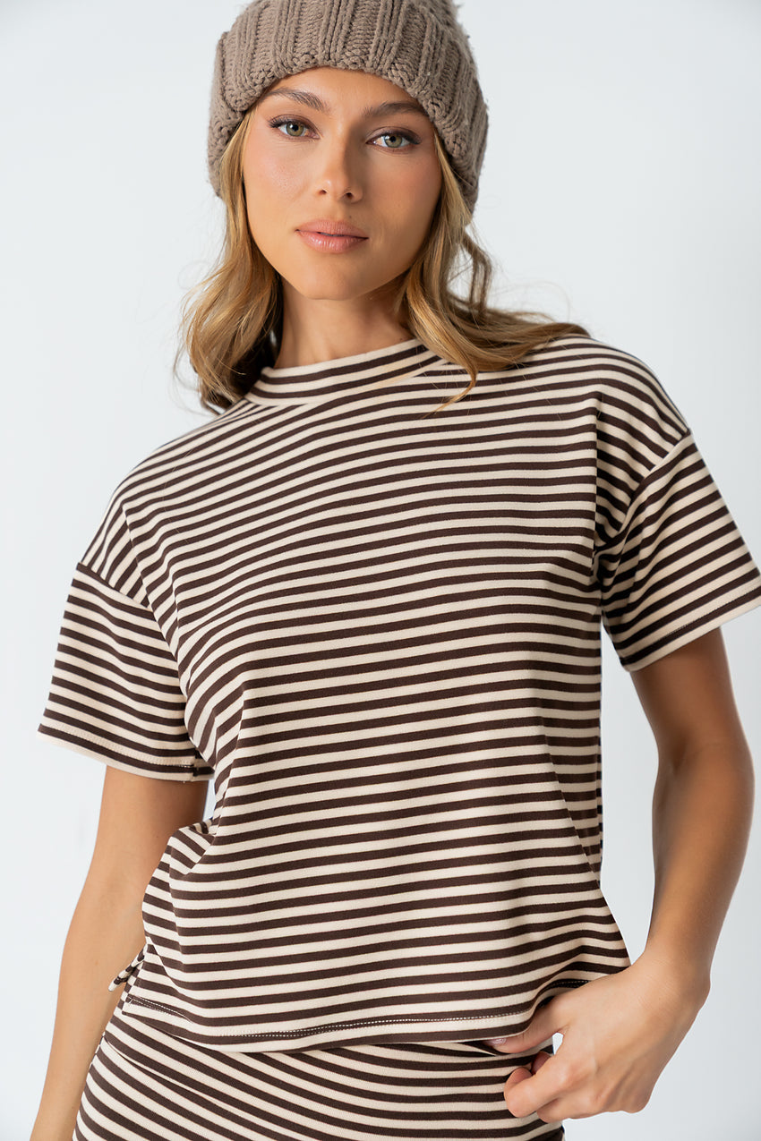 Jannet Striped Top In Brown - Final Sale