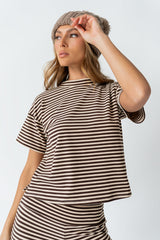 Jannet Striped Top in Brown - FINAL SALE