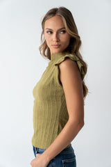 Lue Sheer Top In Olive - Final Sale