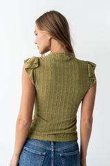 Lue Sheer Top In Olive - Final Sale