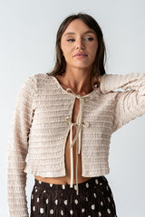 Jordy Textured Top In Natural - Final Sale