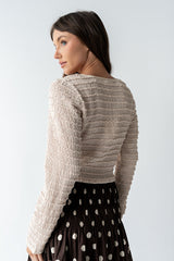 Jordy Textured Top In Natural - Final Sale