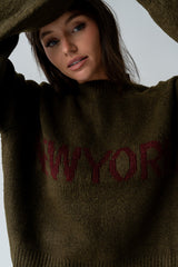 Suzie Graphic Sweater in Olive - FINAL SALE