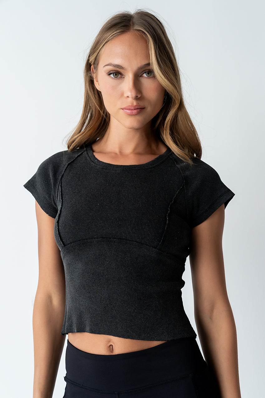 Millie Reverse Seam Top in Black - FINAL SALE