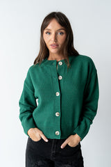 Kasen Knit Cardigan In Green - Final Sale