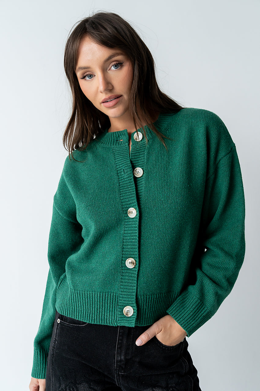 Kasen Knit Cardigan in Green - FINAL SALE