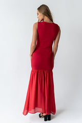 Lindsey Mermaid Maxi Dress In Red - Final Sale