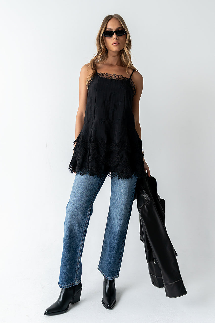 Lewis Lace Mini Dress in Black - FINAL SALE