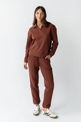 Patricia Collared Sweatshirt In Burgundy - Final Sale