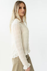 Nicola Sheer Blouse In Cream - Final Sale