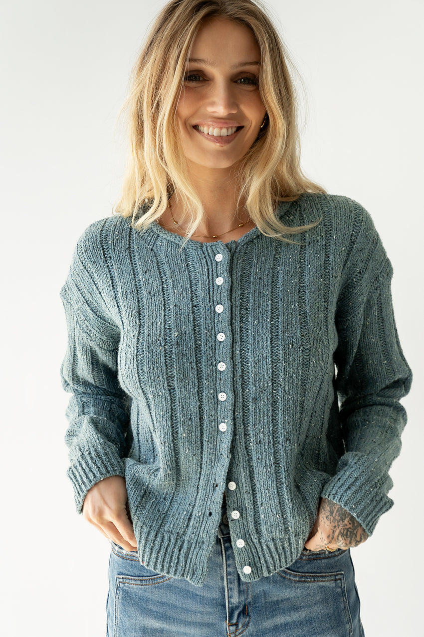 Katira Button Up Sweater in Blue