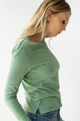 Janie Knit Top In Green - Final Sale