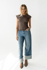 Josey Smocked Top In Charcoal - Final Sale