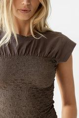 Josey Smocked Top In Charcoal - Final Sale