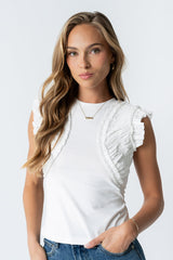 Storie Mixed Media Top in Ivory