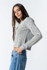 Kandy Scalloped Sweater In Grey - Final Sale