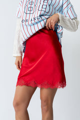 Harper Lace Trim Mini Skirt in Red - FINAL SALE