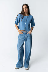 Macey Knit Sweater In Blue - Final Sale
