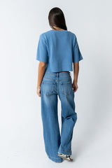 Macey Knit Sweater In Blue - Final Sale