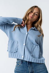 Tacie Knit Cardigan in Dusty Blue - FINAL SALE