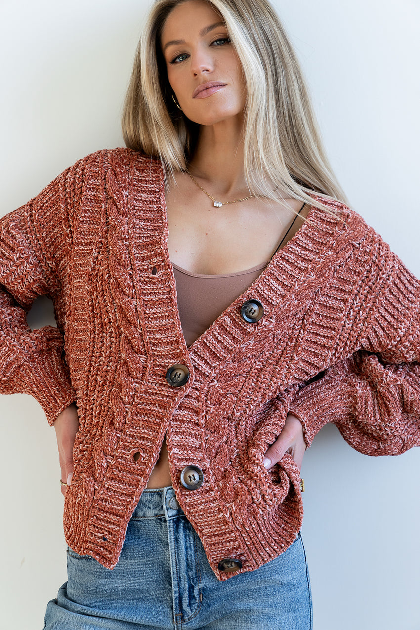Brett Oversized Cardigan in Brick - FINAL SALE