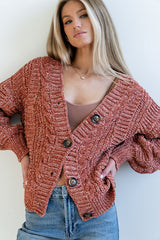 Brett Oversized Cardigan in Brick - FINAL SALE