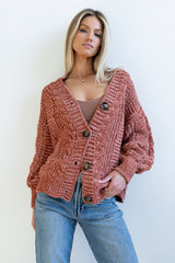 Brett Oversized Cardigan In Brick - Final Sale