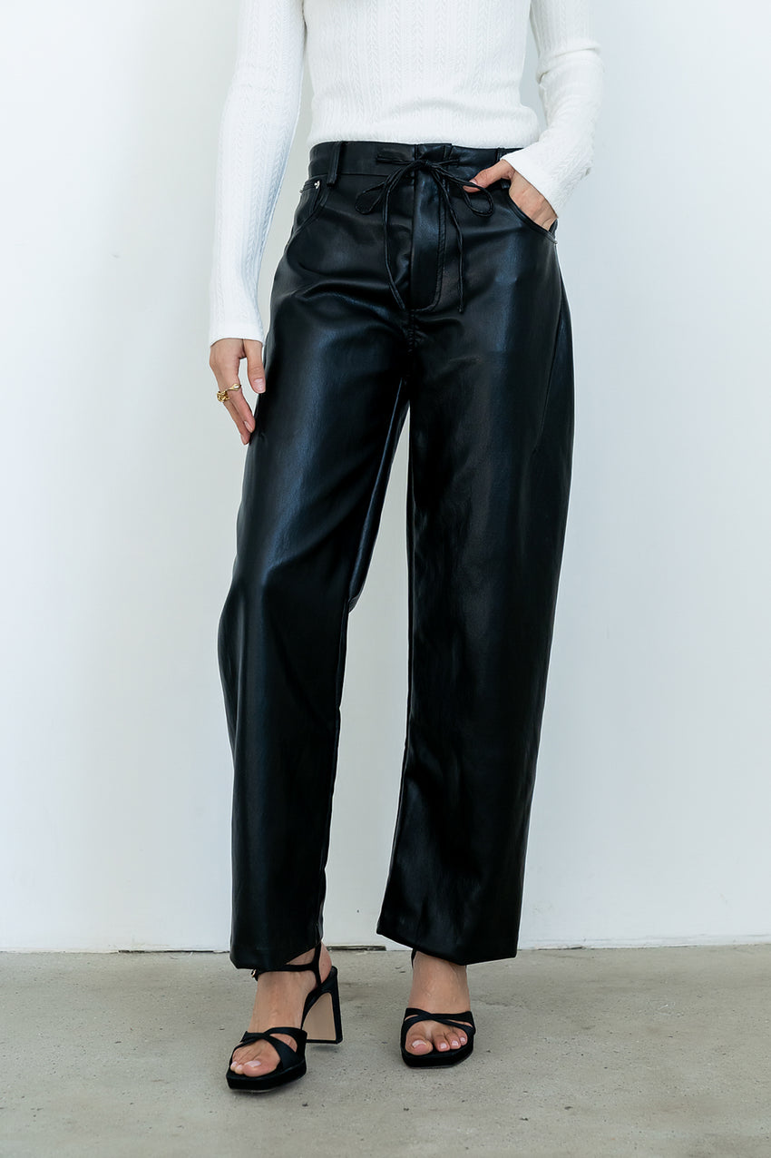 Priya Vegan Leather Wide Leg Pants - Final Sale
