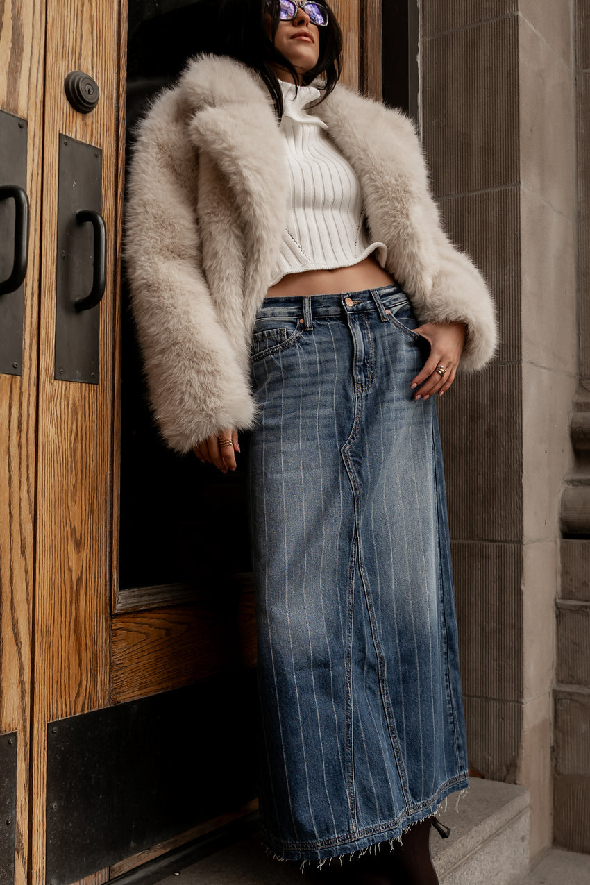 Megan Striped Denim Skirt - Final Sale
