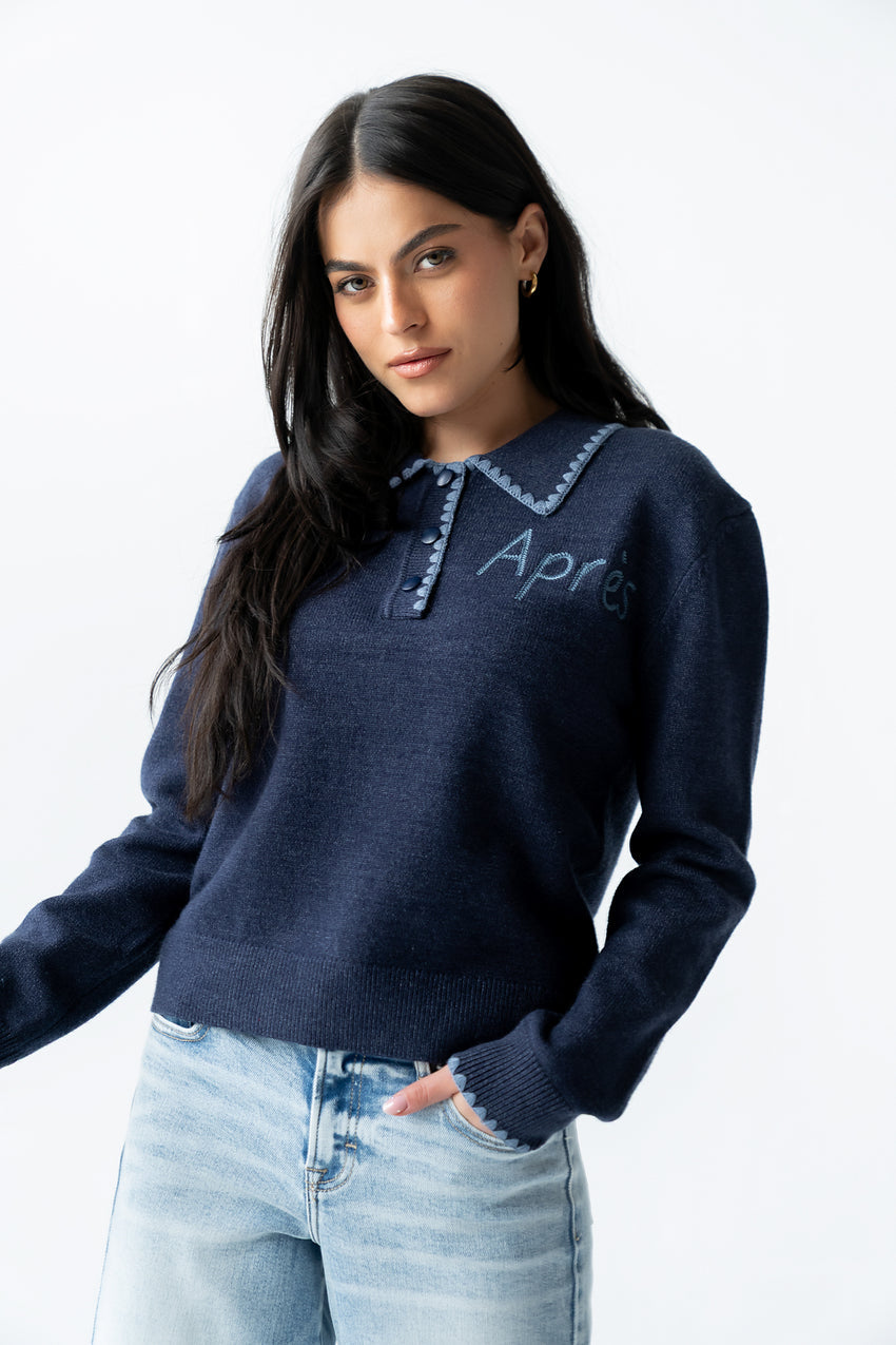 Apres Knit Sweater in Navy - FINAL SALE