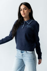 Apres Knit Sweater In Navy - Final Sale