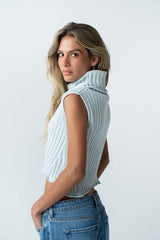 Timothy Sleeveless Sweater In Blue - Final Sale