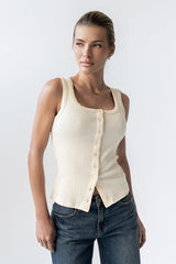 Apollo Knit Tank Top In Beige - Final Sale