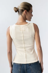 Apollo Knit Tank Top In Beige - Final Sale