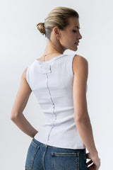 Apollo Knit Tank Top In Light Blue - Final Sale