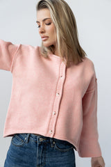 Carlie Knit Cardigan In Pink - Final Sale