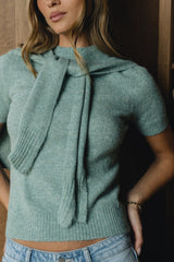 Cierra Tie Sweater In Blue - Final Sale